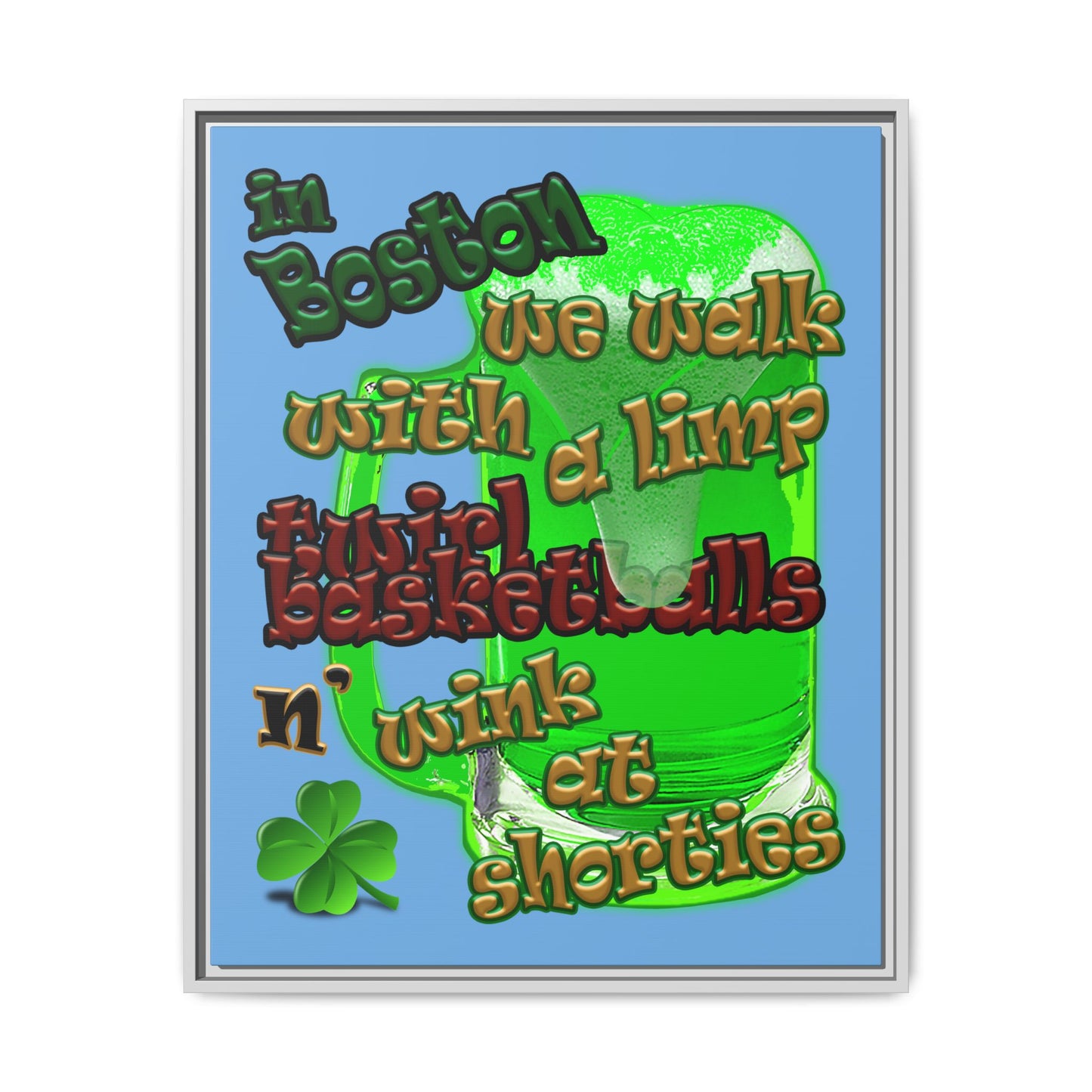 celtics logo - framed canvas art (light blue)
