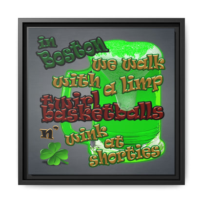 celtics logo - framed canvas art (grey-light grey)