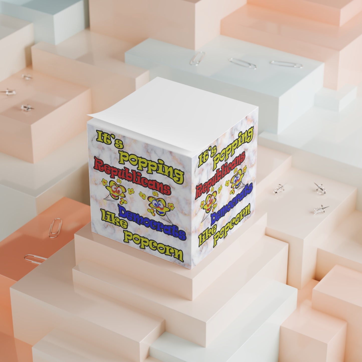 popping like popcorn - note cube (white marble)