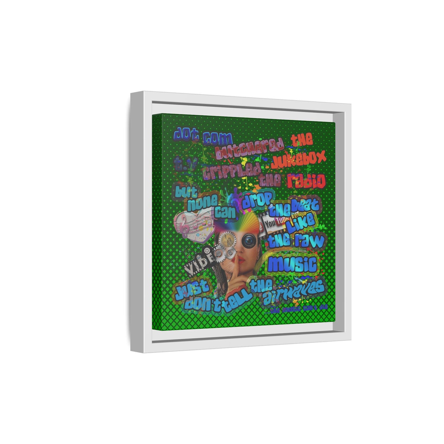 drop the beat - framed canvas art (logo green)