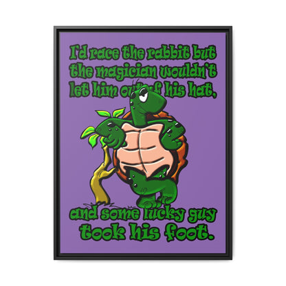 turtle race - framed canvas art (light purple)