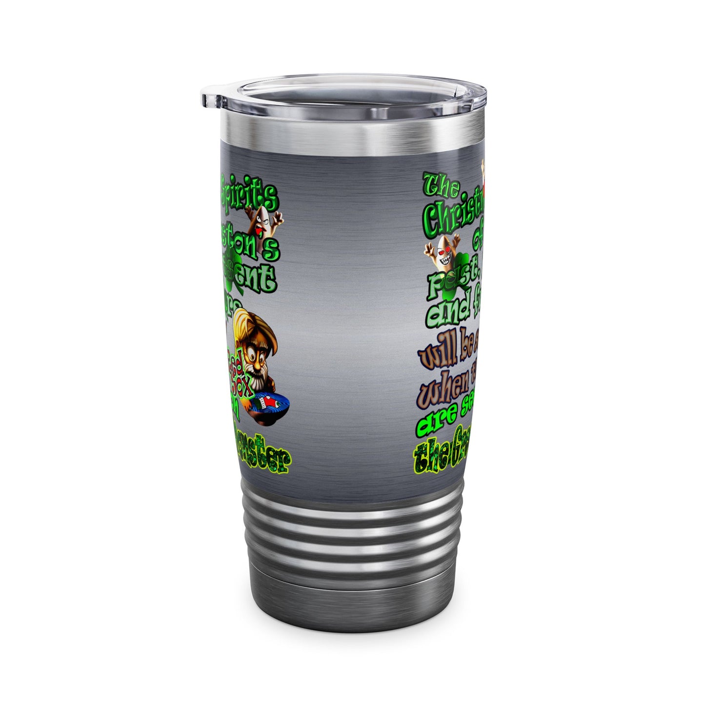 christmas spirits of boston - Ringneck Tumbler, 20oz (brushed nickel)