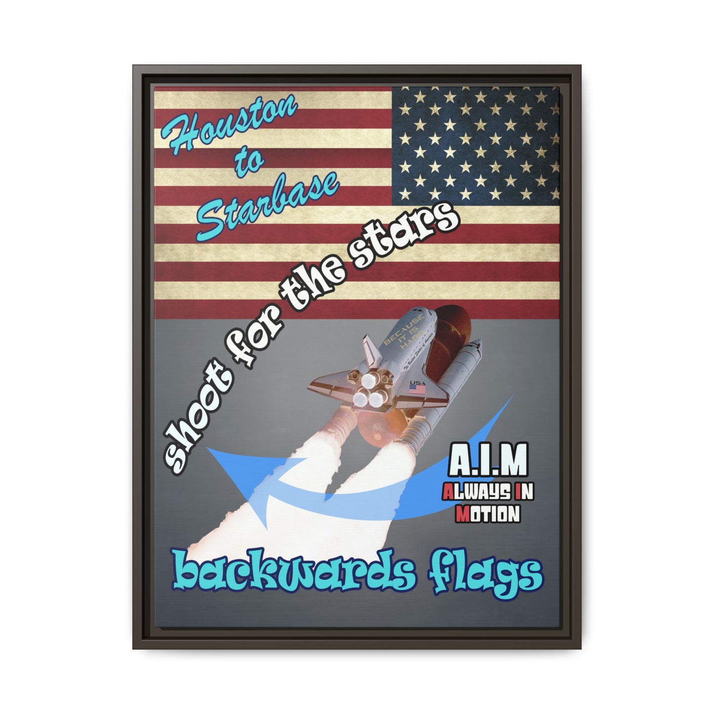shoot for the stars - framed canvas art (grey-light grey)