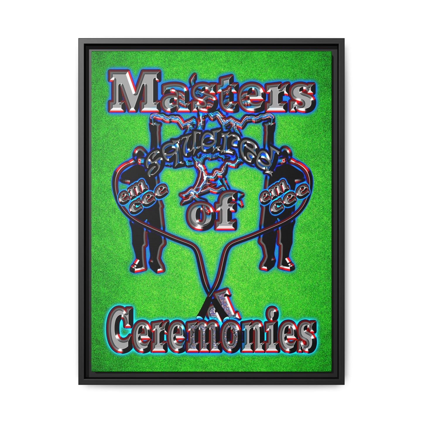 em cee squared - framed canvas art (green turf)