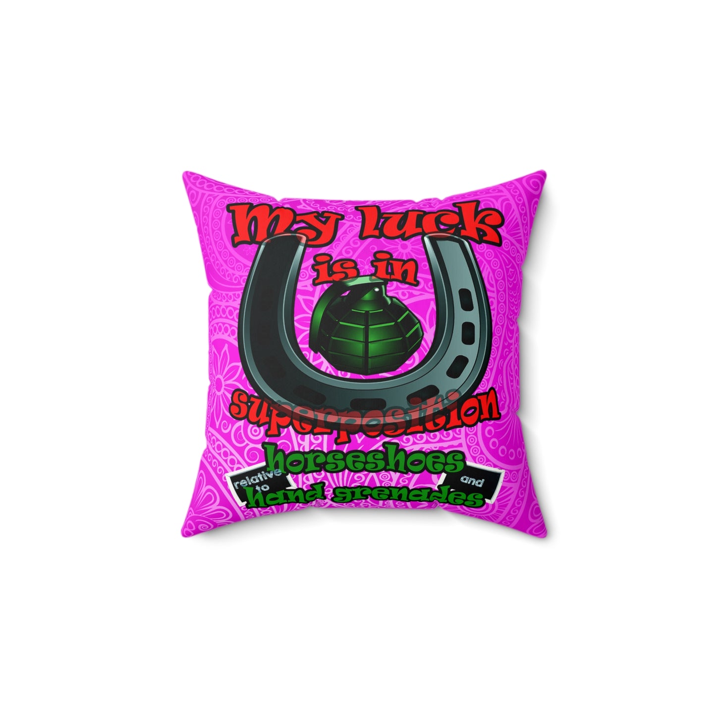 my luck - Faux Suede Square Pillow - (pink swirl)
