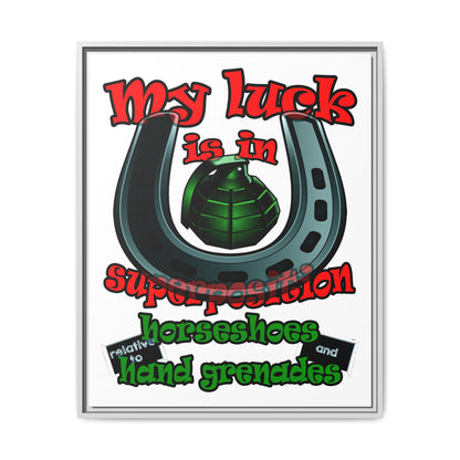 my luck - framed canvas art (white)