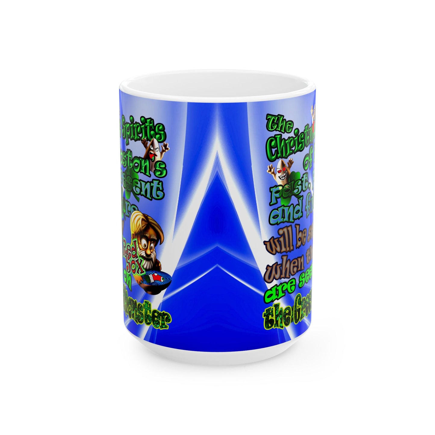christmas spirits of boston - White Mug (blue-white wave)