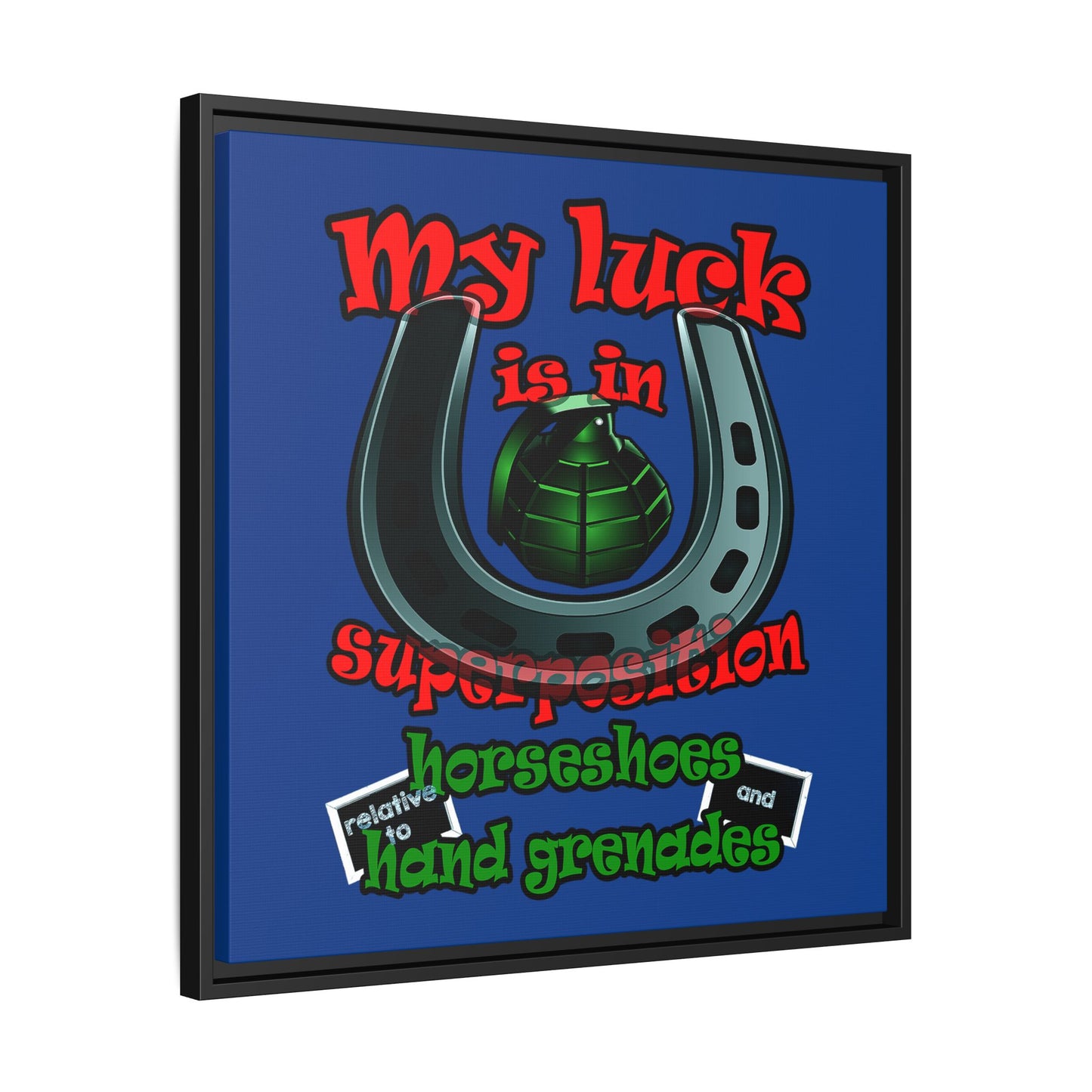 my luck - framed canvas art (dark blue)