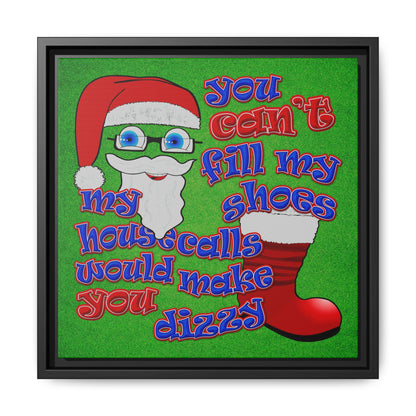 santa's shoes - framed canvas art (green turf)