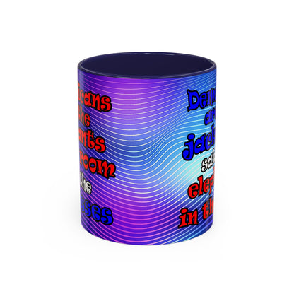 donkeys and elephants - Accent Mug (purple wave)
