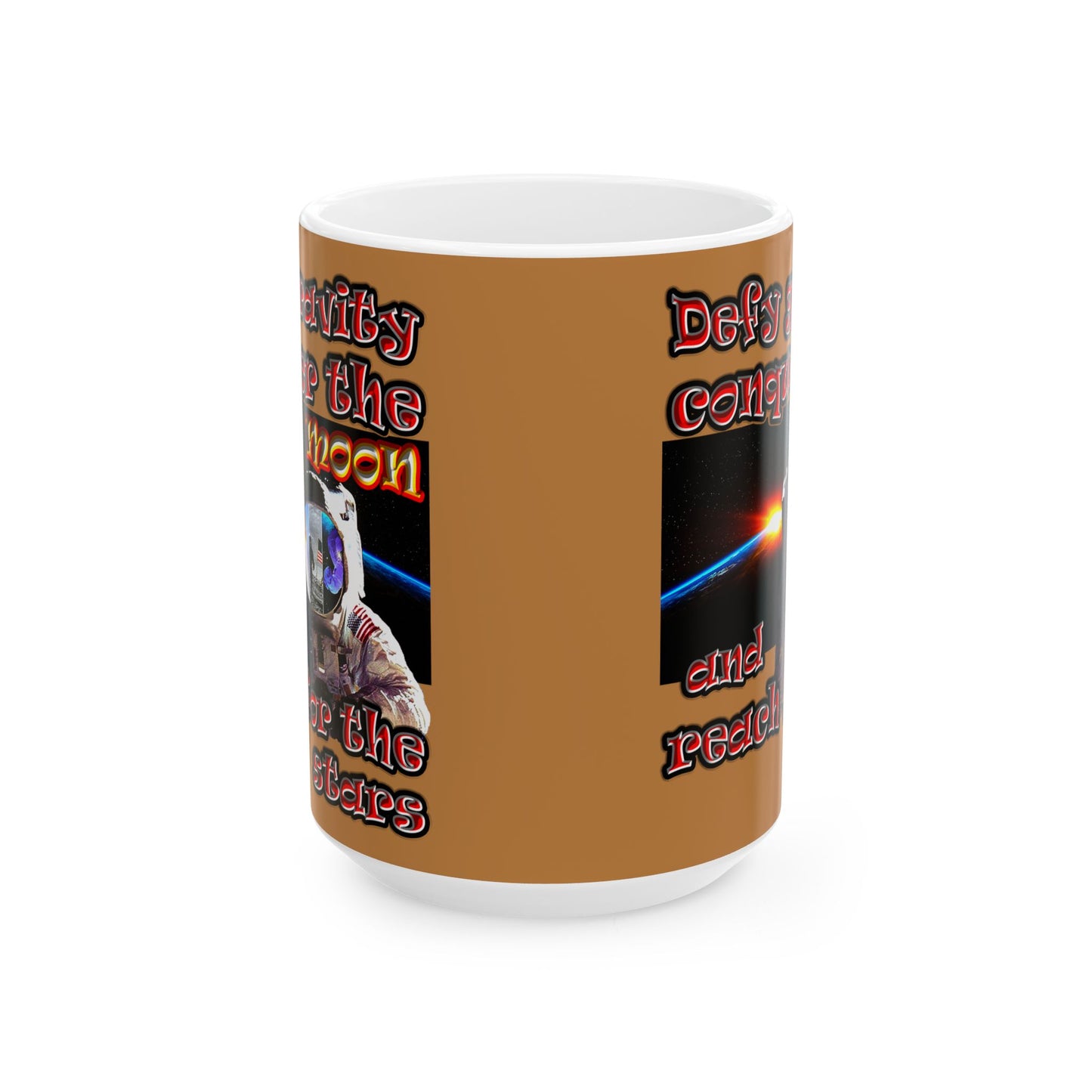 defy conquer reach - White Mug (light brown)