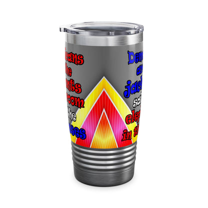 donkeys and elephants - Ringneck Tumbler, 20oz (rainbow split)
