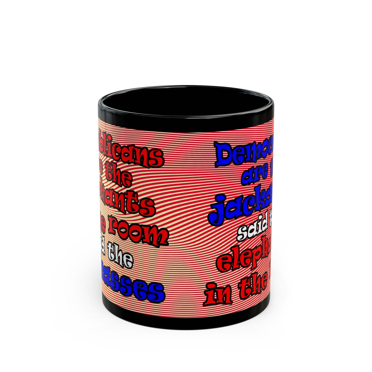 donkeys and elephants - Black Mug (yellow-orange wave)