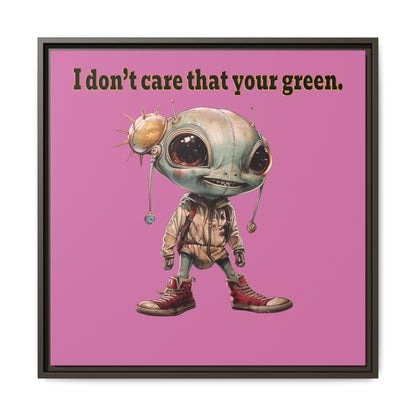 I don't care that your green - framed canvas art (light pink)