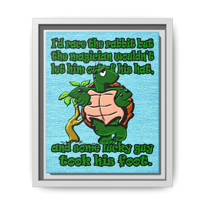 turtle race - framed canvas art (faded blue)