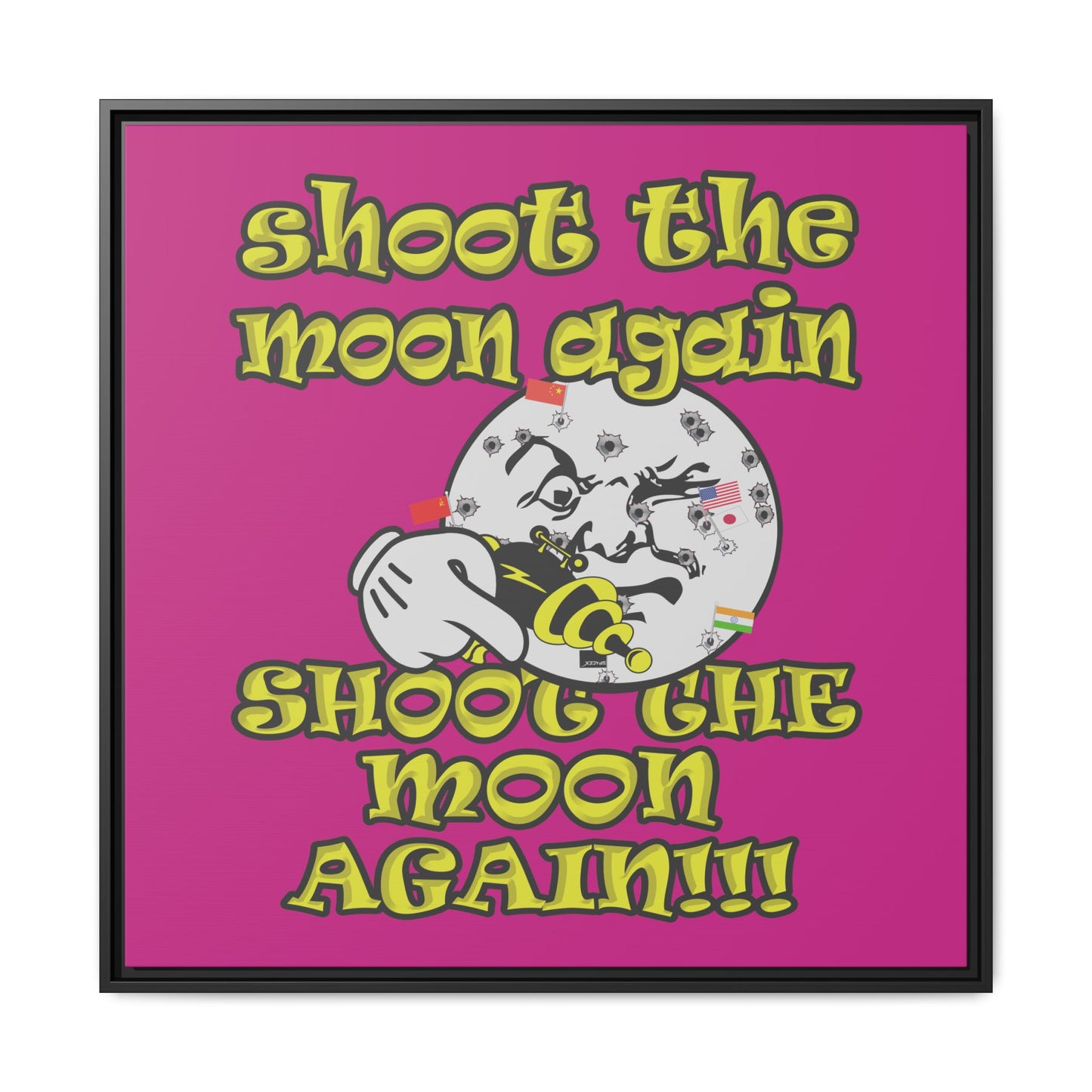 shoot the moon again - framed canvas art (pink)