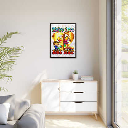 love peace - framed canvas art (white marble)