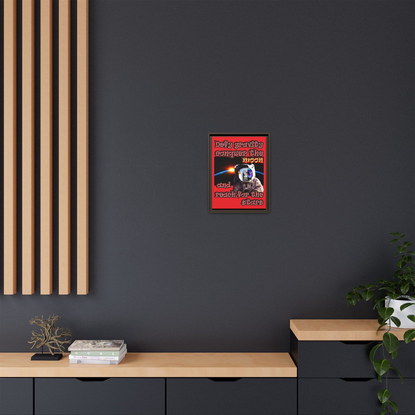 defy conquer reach - framed canvas art (red)