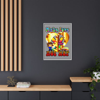 love peace - framed canvas art (grey)