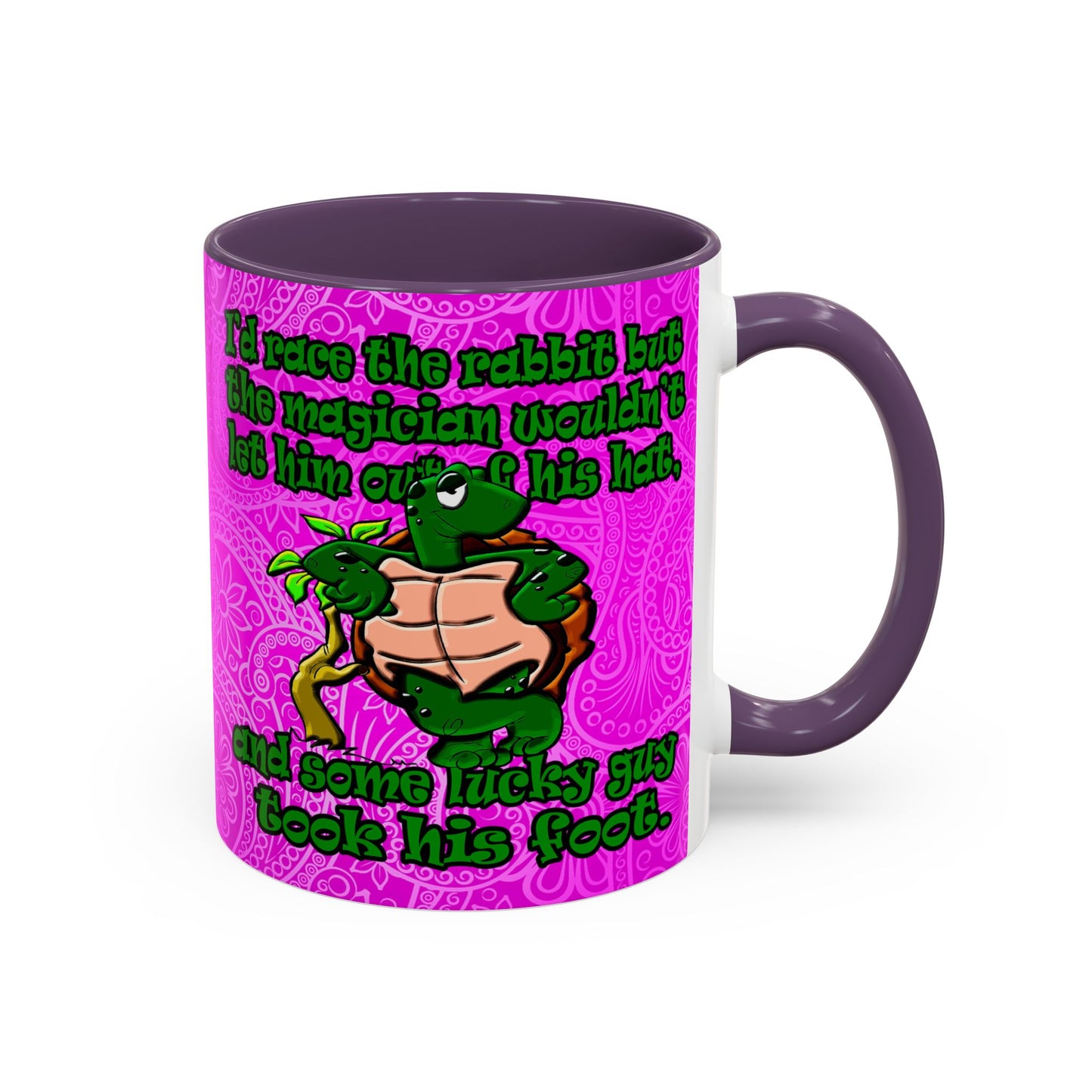 turtle race - Accent Mug (pink swirl)