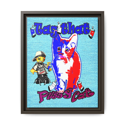 tag that - framed canvas art (faded blue)