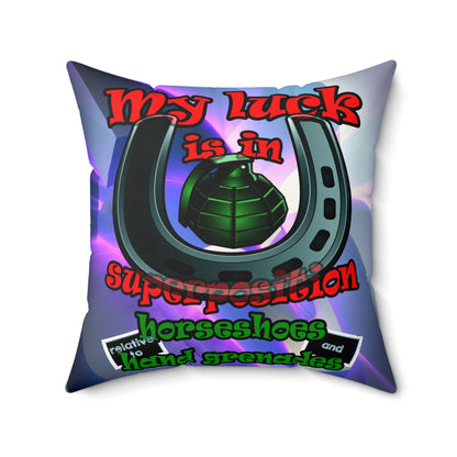 my luck - Spun Polyester Square Pillow - (grey-pink wave)