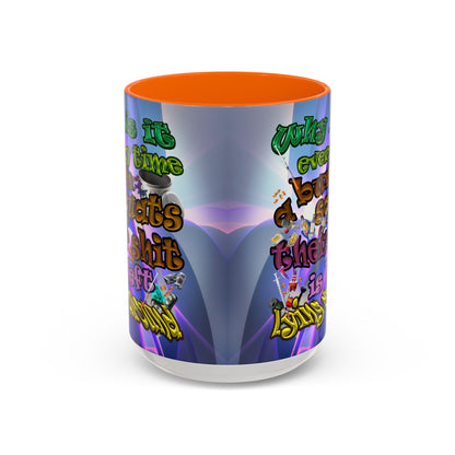 the bum's shit - Accent Mug (grey-pink wave)