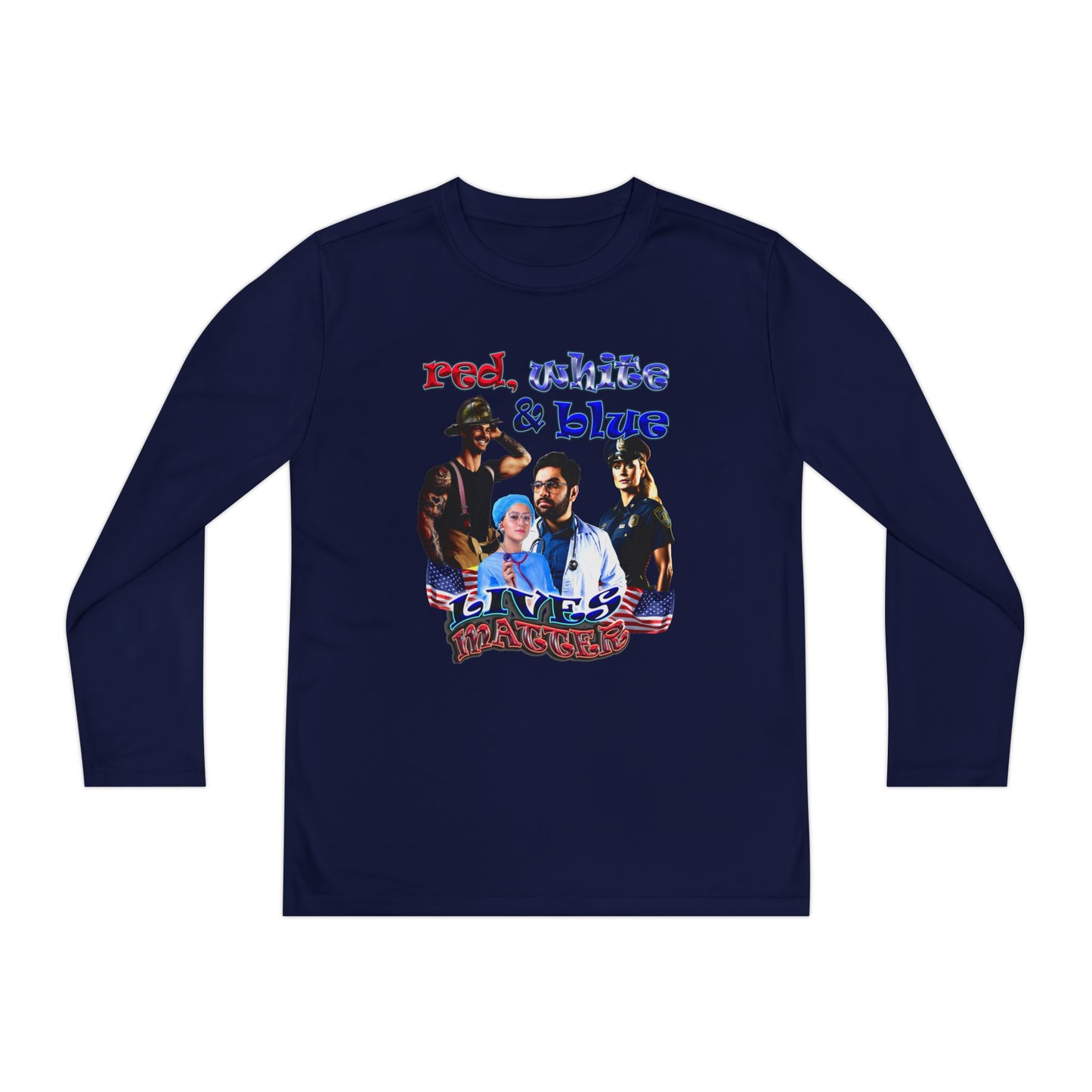 rw&b lives matter - Youth Long Sleeve Competitor Tee