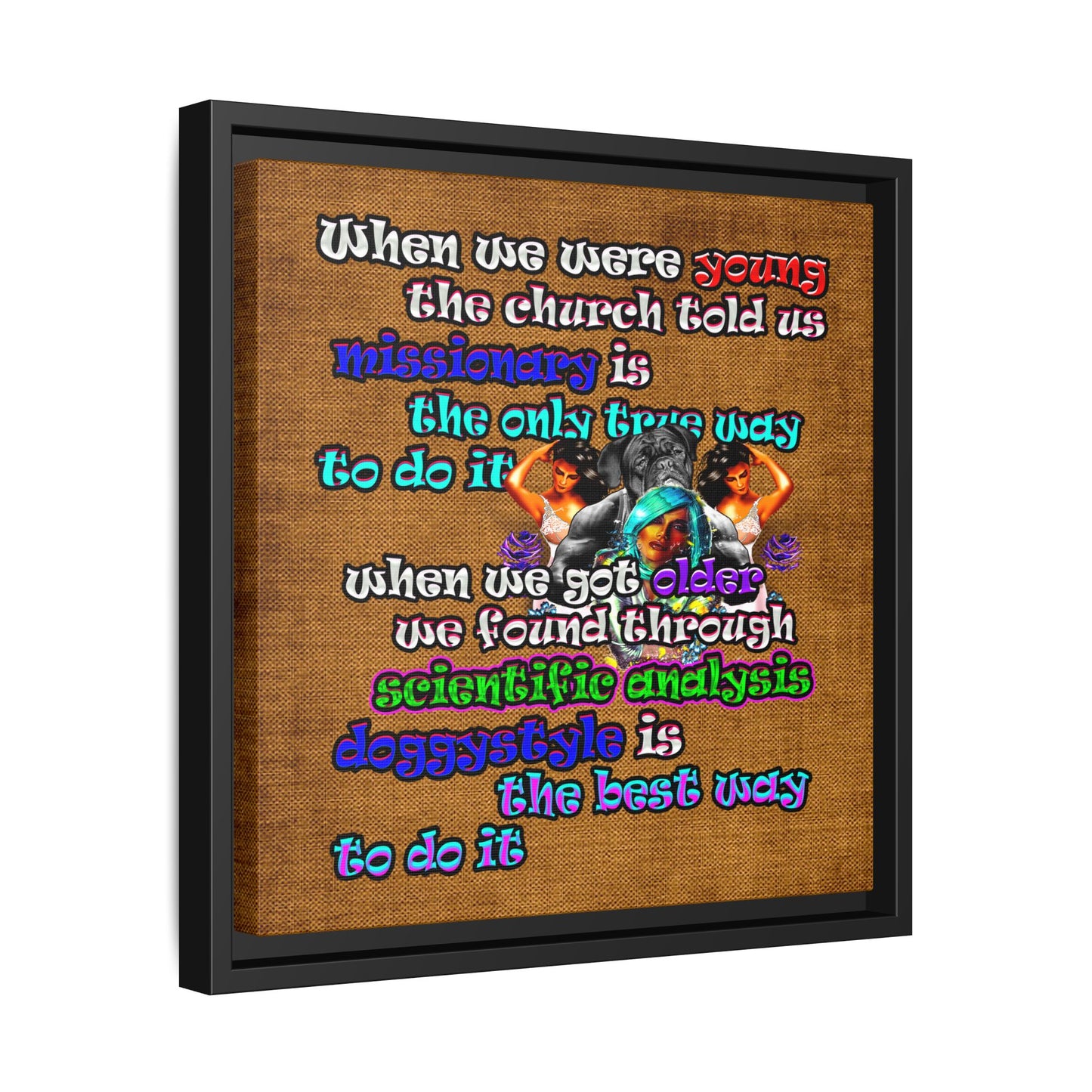 doggystyle - framed canvas art (brown papyrus)