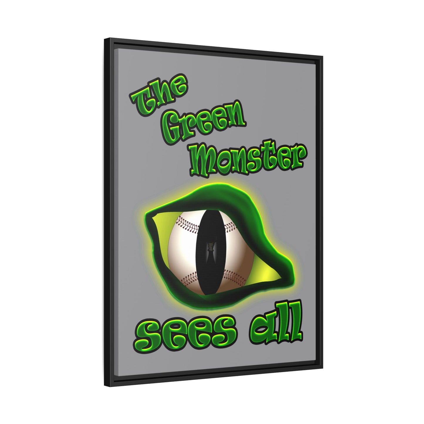 green monster - framed canvas art (grey)