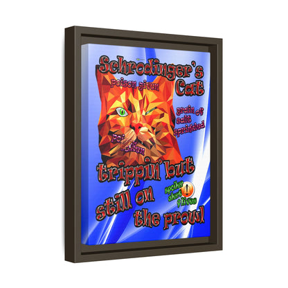 schrodinger's cat - framed canvas art (blue-white wave)