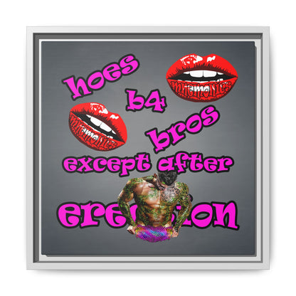 hoes b4 bros - framed canvas art (grey-light grey)