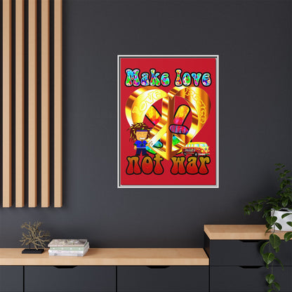 love peace - framed canvas art (dark red)