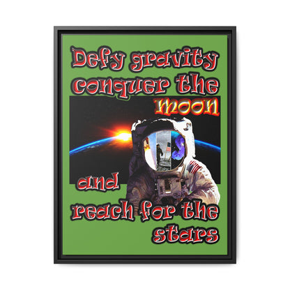 defy conquer reach - framed canvas art (green)