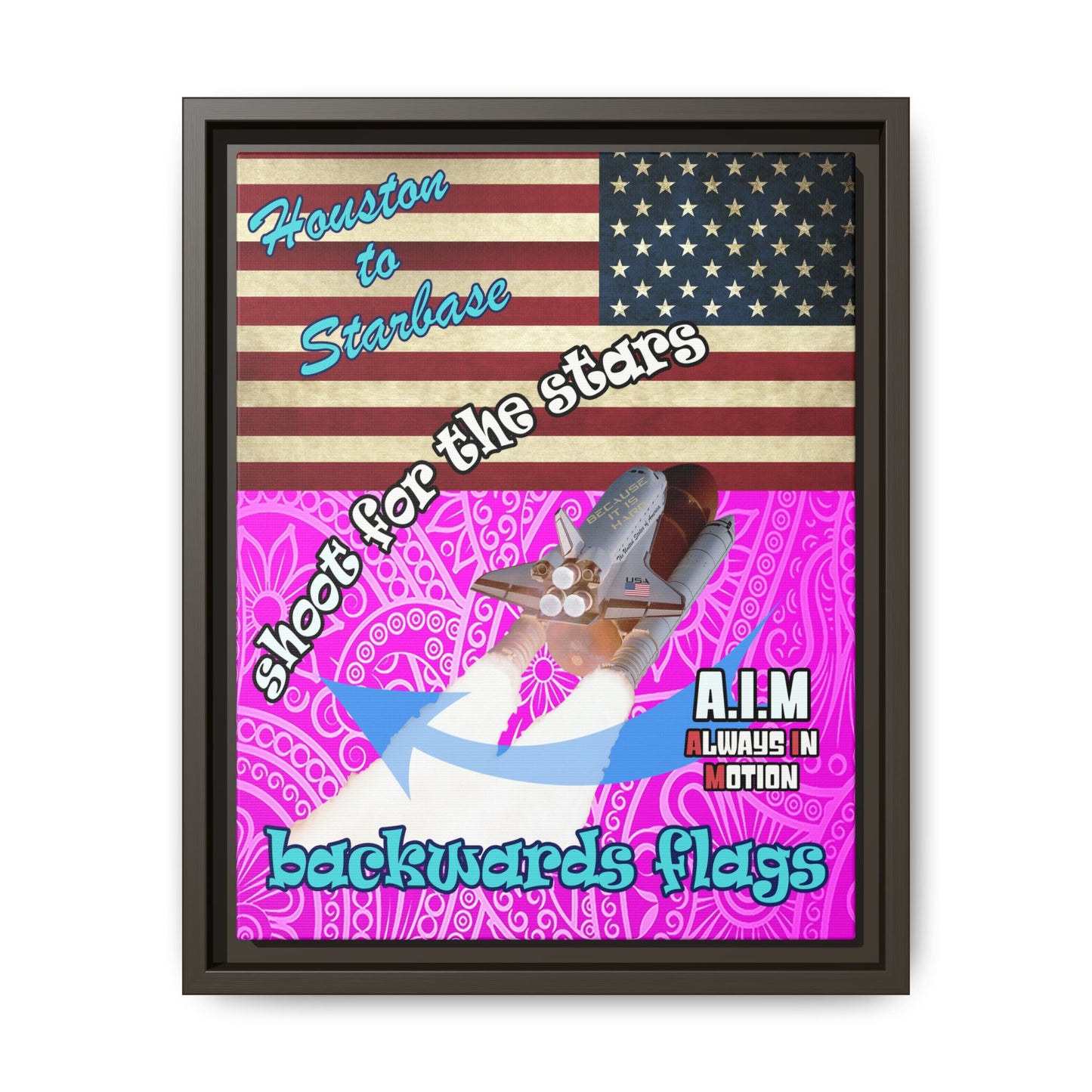 shoot for the stars - framed canvas art (pink swirl)