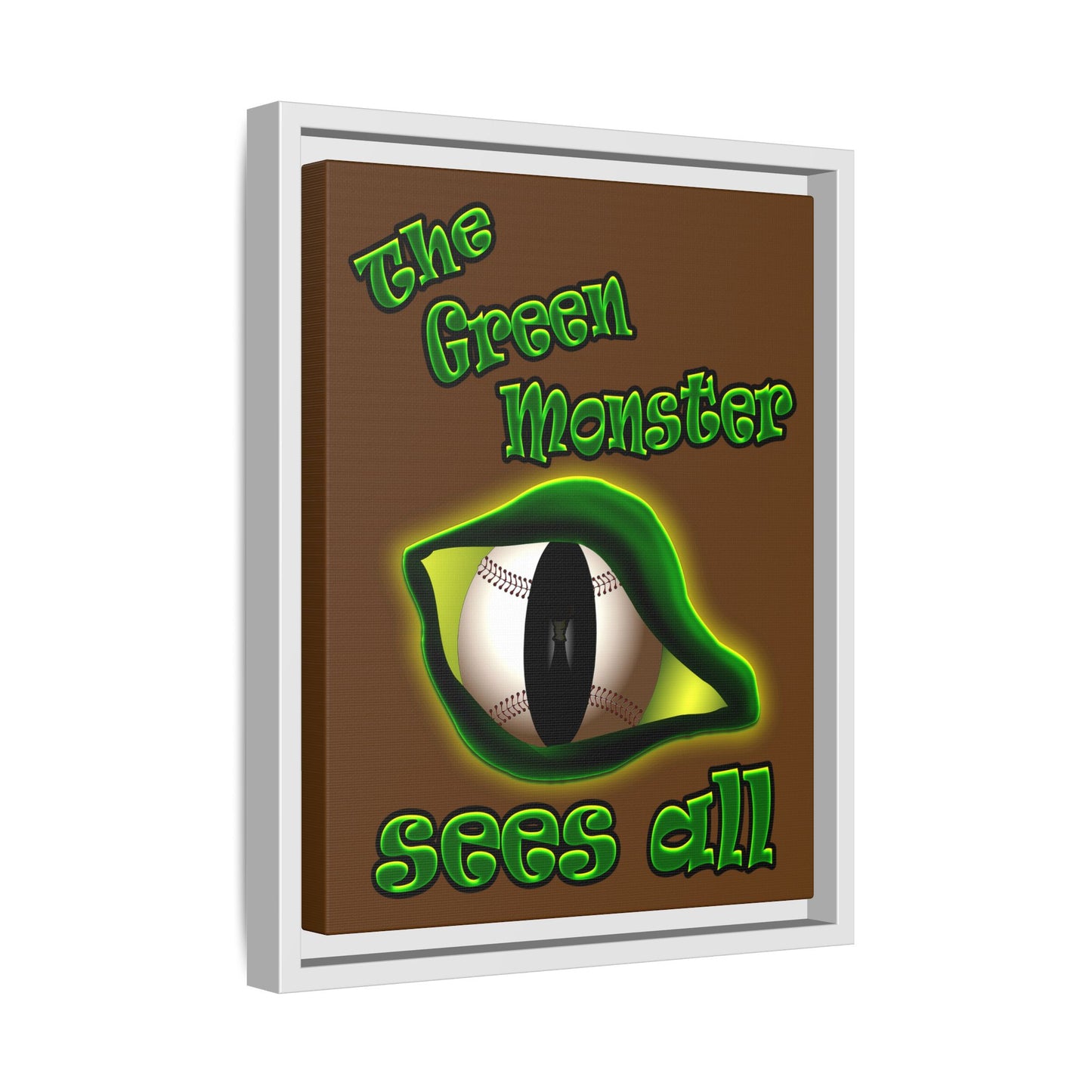 green monster - framed canvas art (brown)