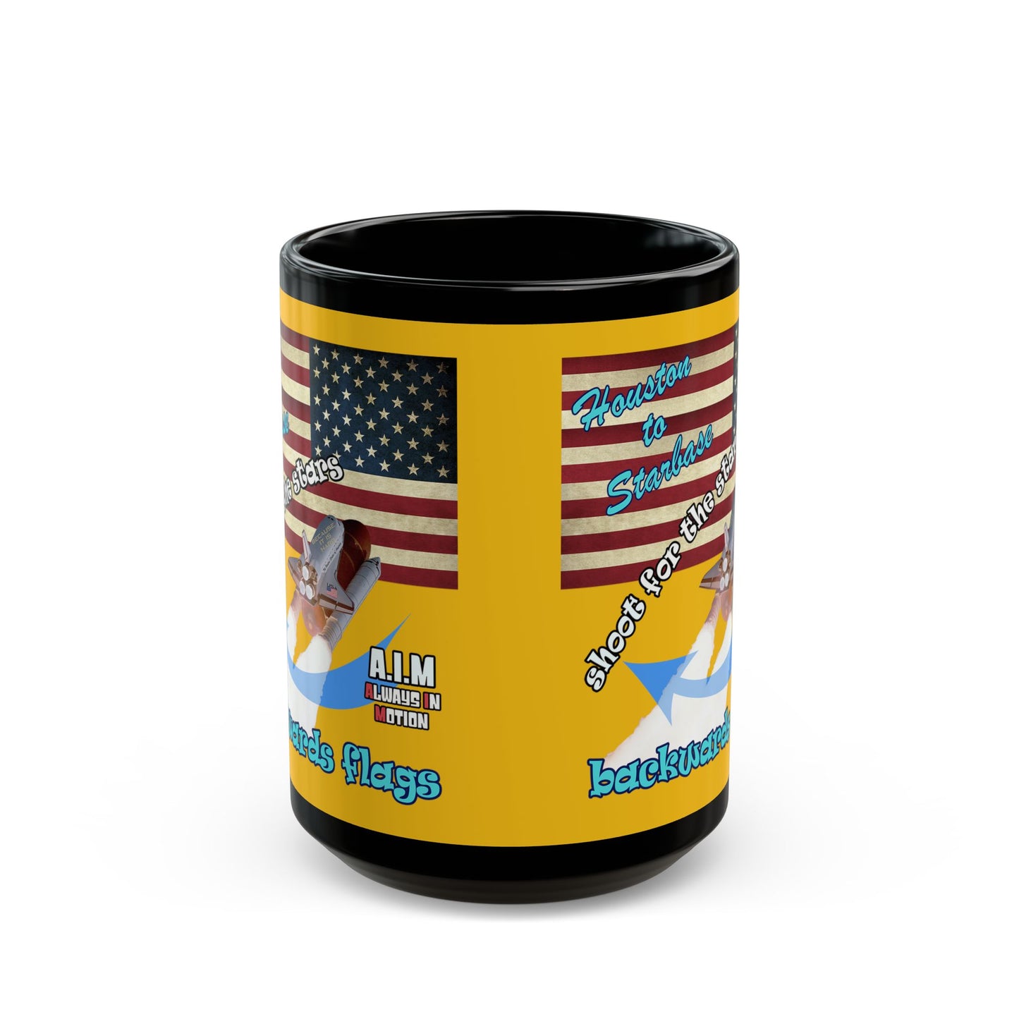 shoot for the stars - Black Mug (yellow)