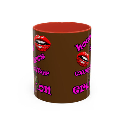 hoes b4 bros - Accent Mug (brown)