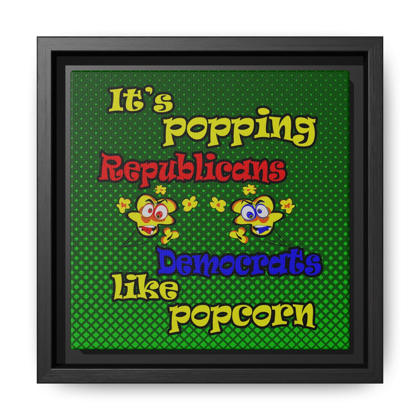popping like popcorn - framed canvas art (logo green)