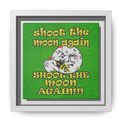 shoot the moon again - framed canvas art (green turf)