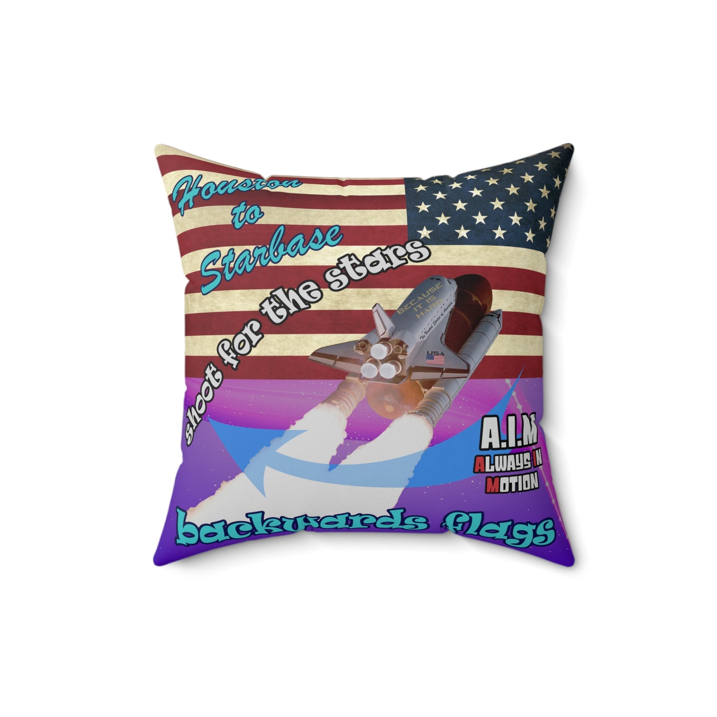 shoot for the stars - Spun Polyester Square Pillow - (purple-pink wave)