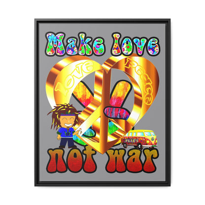 love peace - framed canvas art (grey)
