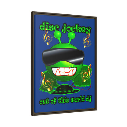 disc jockey - framed canvas art (dark blue)