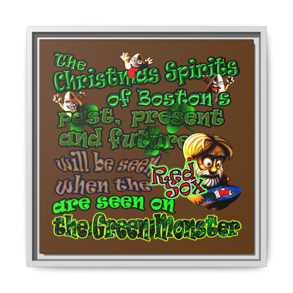 christmas spirits of boston - framed canvas art (brown)