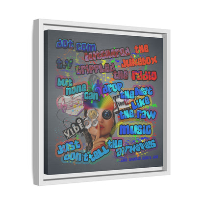 drop the beat - framed canvas art (grey-light grey)