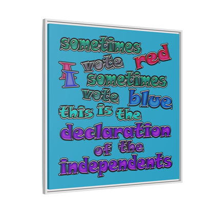declaration of the independents - framed canvas art (turquoise)