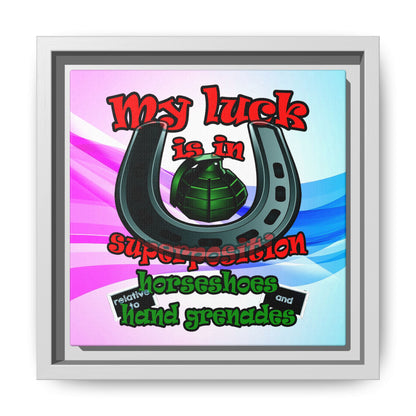 my luck - framed canvas art (light blue-pink wave)