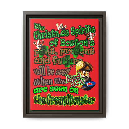 christmas spirits of boston - framed canvas art (red)