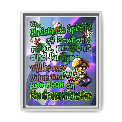 christmas spirits of boston - framed canvas art (grey-pink wave)