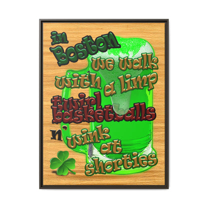 celtics logo - framed canvas art (butterscotch wood finish)